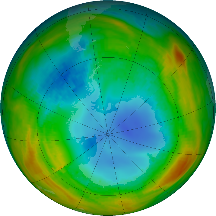 Antarctic ozone map for 11 August 1986